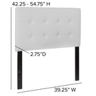 Flash Furniture Lennox Tufted Upholstered Twin Size Headboard - White Vinyl-Black Metal Stands with Adjustable Bed Rail Slots