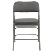 Flash Furniture HERCULES Premium Curved Triple Braced & Double Hinged Fabric Metal Folding Chair - Grey-Padded Metal Folding Chair