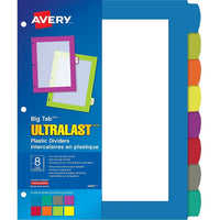 Avery - Séparateurs Big Tab UltraLast en plastique, 8,5 x 11 po - 8 onglets - Paquet de 1 - multicolore-Personnalisez les onglets avec le logiciel gratuit et facile à utiliser Création et impression en ligne Avery
