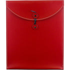 JAM Paper Leather Envelopes with Button and String Tie Closure, 9.5 x 12.5, Red Sold Individually (CF65LR)-Red