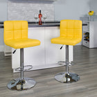 Flash Furniture 17 1/2" x 18" Quilted Vinyl Adjustable Height Bar Stool W/Chrome Base, Yellow, 2 Pack-Height Adjustable Seat with Gas Lift