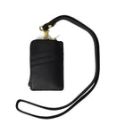 ASHLIN DESIGNER, ENRIQUE, I.D. Holder Lanyard Zippered Cases, Vegan Leather, Black-Back panel: 3 angled card slots-pockets
