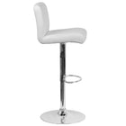 Flash Furniture Contemporary Vinyl Adjustable Height Barstool with Rolled Seat & Chrome Base - White - 2 Pack-White Vinyl Upholstery