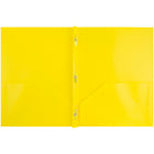 JAM Paper Plastic POP Two Pocket Clasp School Folders with Prong Clip Fasteners, Yellow, 96 Pack (382ECYED)-Size: 9" x 12"