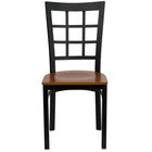 Flash Furniture HERCULES Series Black Window Back Metal Restaurant Chair - Cherry Wood Seat-Metal Chair