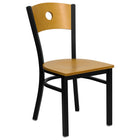 Flash Furniture HERCULES Series Black Circle Back Metal Restaurant Chair - Natural Wood Back & Seat-500 lb. Weight Capacity