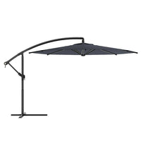 Corliving Offset Patio Umbrella, Black-3m offset umbrella made from 180g polyester