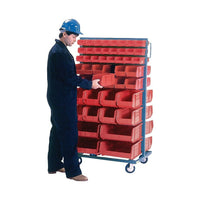 Kleton Mobile Bin Racks - Double Sided - Rack & Bin Combination - Double-Sided - 96 Bins - 36" W x 24" D x 63" H-Capacity: 1000 lbs.