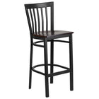 Flash Furniture – Tabouret bistro HERCULES en métal, dossier à traverses, noir, siège en noyer (XU6R8BSCHBARWAW)-Capacité de poids de 500 lb