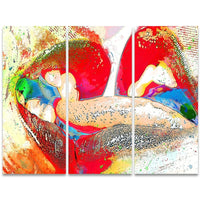 Designart Colourful French Kiss 3-Panel Sensual Canvas Art Print, (PT2934-36 - 28)-Print