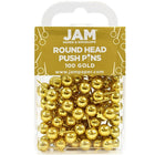 JAM Paper Push Pins, Gold Pushpins with Round Top, 2 Packs of 100, 200 Total (22432213a)-2 Packs of 100