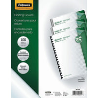 Fellowes Crystals Clear Binding Oversized Covers 8-3/4" x 11-1/4" - 100 Pack-Durable plastic protects bound documents from spills and tears