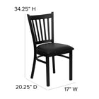 Flash Furniture HERCULES Series Black Vertical Back Metal Restaurant Chair - Black Vinyl Seat - 2 Pack-Black Powder Coated Frame Finish