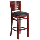 Flash Furniture Darby Series Slat Back Mahogany Wood Restaurant Barstool - Black Vinyl Seat-800 lb. Weight Capacity