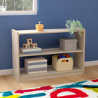 Flash Furniture Bright Beginnings Commercial Grade Extra Wide 2 Shelf Wooden Classroom Open Storage, Safe, Kid Friendly -Natural-Natural Finish Engineered Birch Plywood