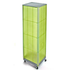 Azar Displays 60" x 16" 4-Sided Pegboard Floor Display with Wheels, Green (700406-GRE)-Square tower spinner with wheels