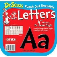 Eureka Dr. Seuss 4" Punch Out Deco Letter, Black, 651 Pack-Black