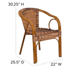 Flash Furniture Cadiz Series Rattan Restaurant Patio Chair with Red Bamboo-Aluminum Frame, Burning Brown (SDAAD632009D1)-Dark Red Bamboo-Aluminum Frame
