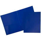 JAM Paper Plastic POP Two Pocket Folder, Blue, 12 Pack (86524dpbudg)-Deep blue