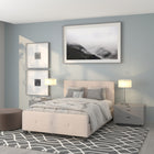 Flash Furniture - Lit plateforme Tribeca double touffeté et rembourré en tissu beige-Rembourrage en tissu beige
