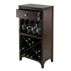 Winsome Ancona Modular Wine Cabinet with One Drawer, Glass Rack, X Shelf, Espresso-Can hold 8-12 wine glasses