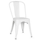 Nicer Furniture Stackable Industrial Tolix A Style Side Chair - Metal - White - 2 Pack-Curved Back with Vertical Slat
