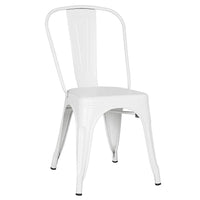 Nicer Furniture Stackable Industrial Tolix A Style Side Chair - Metal - White - 2 Pack-Curved Back with Vertical Slat