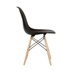 Nicer Furniture Eiffel Style Side Chair with Natural Wood Legs - Black - 4 Pack-Ergonomically shaped & comfortable curved seating - Great for Home, Office, Nurseries, Parties, Banquets, Bar and Cafe.