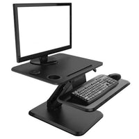 Posidesk 25"Sit-Stand Pedestal Desk with Cup/Accessory Holder & Wireless Charger, Black-Sit Stand Desk