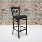 Flash Furniture HERCULES Series Black "X" Back Metal Restaurant Barstool - Black Vinyl Seat - 2 Pack-Welded Joint Assembly