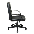 Work Smart Mid Back Bonded Leather Managers Chair, Black-Locking tilt control with adjustable tilt tension