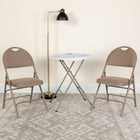 Flash Furniture HERCULES Series Ultra-Premium Triple Braced Beige Fabric Metal Folding Chair with Easy-Carry Handle-Curved Triple Braced Frame