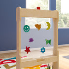 Flash Furniture Bright Beginnings Commercial Double Sided Wooden Free-Standing STEAM Easel, Storage Tray, Paint Window - Natural-Wipe Clean with a Damp Cloth