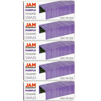 JAM Paper Standard Size Colourful Staples, Purple, 5 Pack (335pug)-Size: .5" x .25"