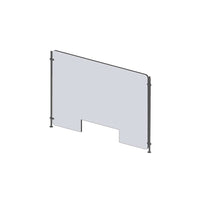 Mark Maker Rod Sneeze Guard - 30" W x 23.5" H panel 1/4" Clear Acrylic and 24" high aluminum rod set - with 4" x12" pass through-Optimal social distancing between two groups of people