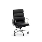 Nicer Furniture Soft Pad High Back Management Chair - Black-High back with thick padded top grain Italian leather cushions for optimized comfort.