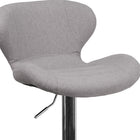 Flash Furniture Contemporary Grey Fabric Adjustable Height Barstool with Curved Back & Chrome Base - Grey Fabric-Swivel Seat
