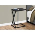 Monarch Specialties 3247 Accent Table - 25"H/Black/Black Metal-Features a black rectangular tabletop and a black metal frame with asymmetrical triangle detail