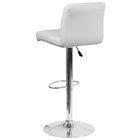 Flash Furniture Contemporary Vinyl Adjustable Height Barstool with Rolled Seat & Chrome Base - White - 2 Pack-Line Stitching on Back