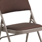 Flash Furniture HERCULES Series Curved Triple Braced & Double-Hinged Brown Patterned Fabric Metal Folding Chair-22mm x 1.2mm Round Steel Pipe Frame