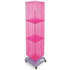 Azar Displays 60" x 14" x 14" 4-Sided Interlocking Pegboard Floor Display, Pink (701465-PNK)-Revolves on square, wheeled base