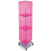 Azar Displays 60" x 14" x 14" 4-Sided Interlocking Pegboard Floor Display, Pink (701465-PNK)-Revolves on square, wheeled base