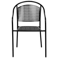 Flash Furniture Commercial Grade Black Indoor-Outdoor Steel Patio Arm Chair with Round Back-Set of 5 Stackable Patio Chairs