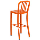 Tabouret de bar de qualité commerciale en métal orange de 30 po de hauteur pour l'intérieur et l'extérieur-Siège ergonomique profilé