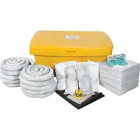 Zenith Safety 97-Gallon Spill Kits, Oil Only, With Locker-Contents: 100 Sorbent Pads (15" x 17"), 10 Sorbent Socks (3" x 120"), 8 Sorbent Pillows (8" x 18"), 1 Drain Cover (36 " x 36"), 1 Caution Tape (3" x 500'), 2 Pairs Nitrile Gloves, 2XL (11), 2 Pairs Safety Goggles (One Size), 2 Microporous Coveralls (X-Large), 10 Disposal Bags (26" x 36")