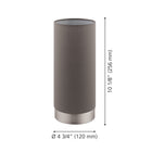 Eglo Pasteri Touch Sensor Table Lamp, 10", Matte Nickel Finish with Taupe Fabric Shade-Bulb required: 1 x 60W E26, Not Included