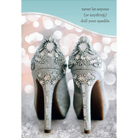 Aline Greetings Friend Birthday Card, Sparkle Heels, never let anyone-Premium uncoated paper stock