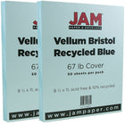 JAM Paper Vellum Bristol Cardstock, 8.5 x 11, 67lb Blue, 2 packs of 50 (169820g)-Blue