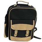Cathay Importers 4 Person Picnic Backpack-Durable 600 denier black polyester with beige micro suede trim