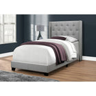 Monarch Specialties - 5984T Lit Simple - Bordure En Argent Tissus Gris-SIMPLE: 82.75"L x 45.25"W x 49.75"H